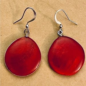 Capiz Shell Earrings by Culture Mix - Red